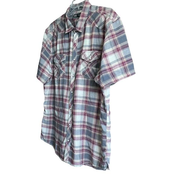 BKE ATHLETIC FIT SHORT SLV, SNAP FRONT, WESTERN SHIRT, MENS-2XL-BLUE PURP PLAID - Picture 3 of 12
